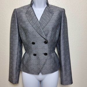 TAHARI Gray Double-Breasted Blazer